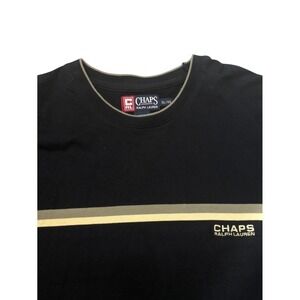 Chaps Ralph Lauren Men's XL Black Striped Crewneck Sweatshirt Pullover